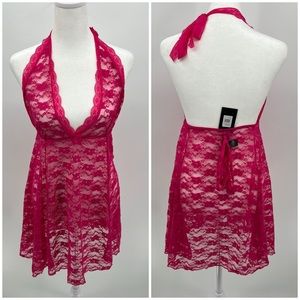 Fredericks of Hollywood pink lace teddy